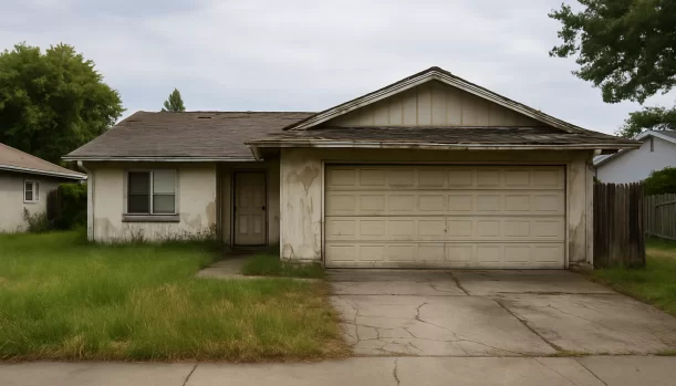 Sell Your Distressed Home in Antelope CA — Matt Buys Homes Distressed home exterior in Antelope, CA — Matt Buys Homes cash buyer — home buyers antelope no fees no commission