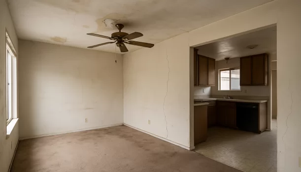 Interior of a house needing repairs in Antelope California — we buy houses as-is