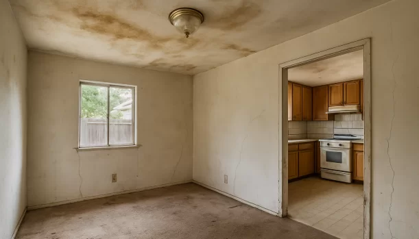 Interior of a house needing repairs in Arden-Arcade California — we buy houses as-is
