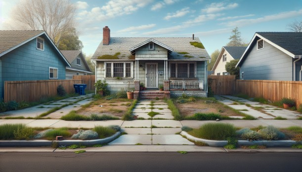 Distressed home exterior in Carmichael, CA — Matt Buys Homes cash buyer — cash for houses carmichael CA