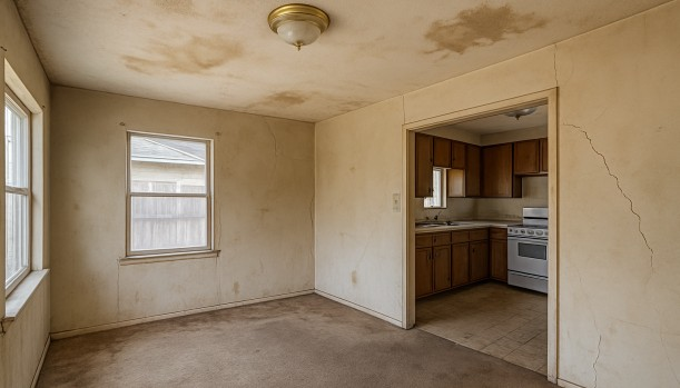 Interior of a house needing repairs in Folsom California — we buy houses as-is