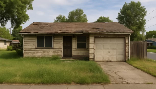 Sell Your Distressed Home in North Highlands CA — Matt Buys Homes Distressed home exterior in North Highlands, CA — Matt Buys Homes cash buyer — sell my home for cash north highlands