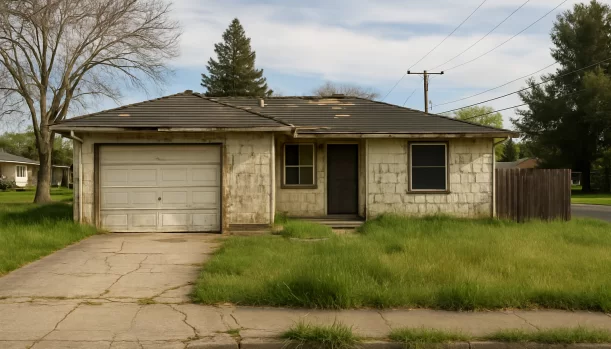 Distressed home exterior in North Highlands, CA — Matt Buys Homes cash buyer — sell my home for cash north highlands