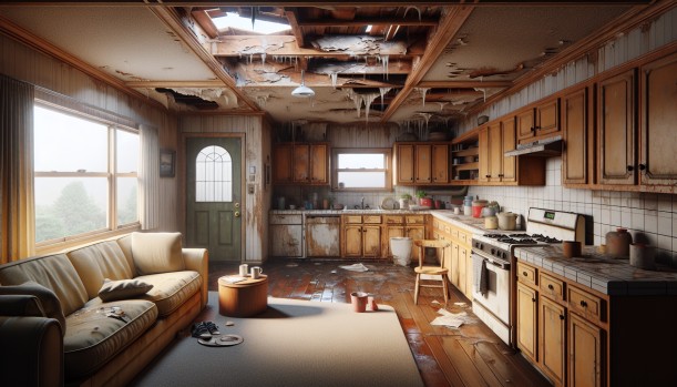 We Buy Houses As-Is in Orangevale California — Matt Buys Homes Interior of a house needing repairs in Orangevale California — we buy houses as-is