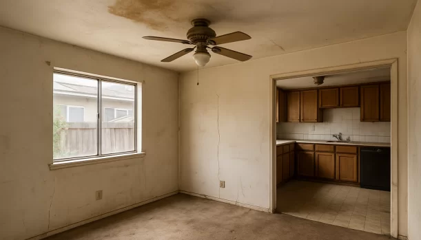 We Buy Houses As-Is in Rancho Cordova California — Matt Buys Homes Interior of a house needing repairs in Rancho Cordova California — we buy houses as-is