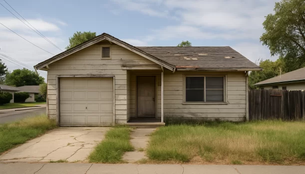 Distressed home exterior in Sacramento, CA — Matt Buys Homes cash buyer — cash home buyers sacramento California