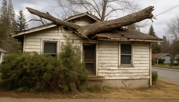 Distressed home exterior in Colfax, CA — Matt Buys Homes cash buyer — sell inherited house colfax California