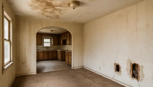 Interior of a house needing repairs in Galt California โ we buy houses as-is