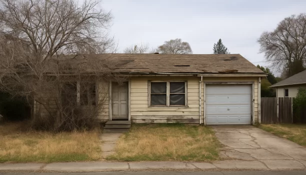 Distressed home exterior in Pilot Hill, CA — Matt Buys Homes cash buyer — sell house with foundation problems pilot hill