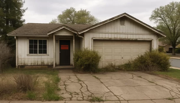 Sell Your Distressed Home in Rescue CA โ Matt Buys Homes Distressed home exterior in Rescue, CA โ Matt Buys Homes cash buyer โ sell house with mold rescue CA
