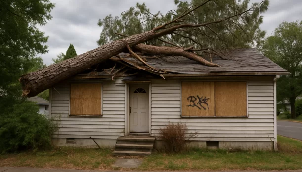 Distressed home exterior in Penn Valley, CA — Matt Buys Homes cash buyer — sell house with water damage penn valley