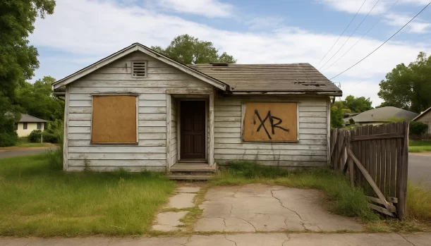 Distressed home exterior in Plymouth, CA — Matt Buys Homes cash buyer — sell house IRS lien plymouth California