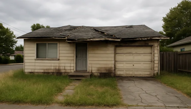 Distressed home exterior in Suisun City, CA — Matt Buys Homes cash buyer — we buy houses suisun city CA