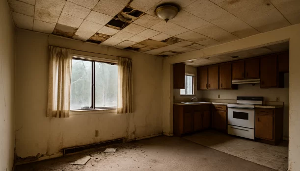 Interior of a house needing repairs in Truckee California — we buy houses as-is