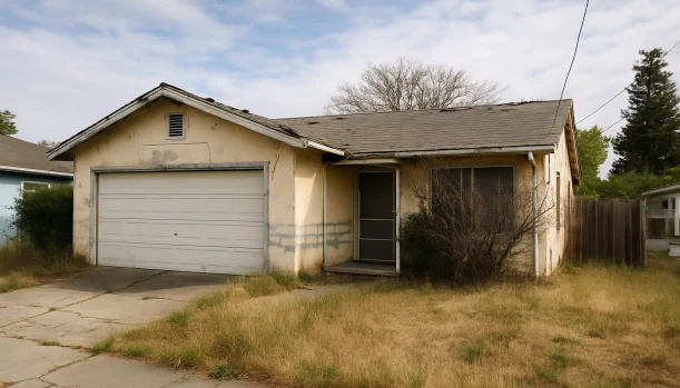 Distressed home exterior in Vallejo, CA — Matt Buys Homes cash buyer — how to sell house fast vallejo CA