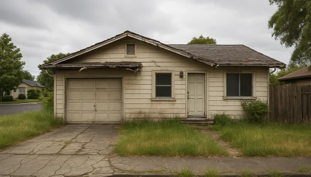 Sell Your Distressed Home in Yountville CA — Matt Buys Homes Distressed home exterior in Yountville, CA — Matt Buys Homes cash buyer — sell house quickly moving yountville