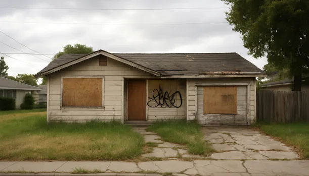 Sell Your Distressed Home in Escalon CA โ Matt Buys Homes Distressed home exterior in Escalon, CA โ Matt Buys Homes cash buyer โ sell house below market value escalon