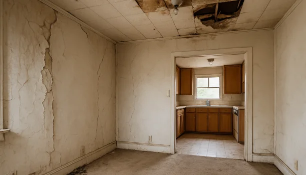 Interior of a house needing repairs in Fremont California — we buy houses as-is