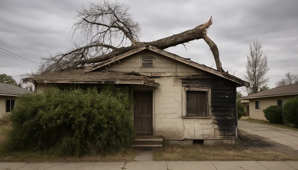 Distressed home exterior in Los Banos, CA — Matt Buys Homes cash buyer — sell inherited house los banos California