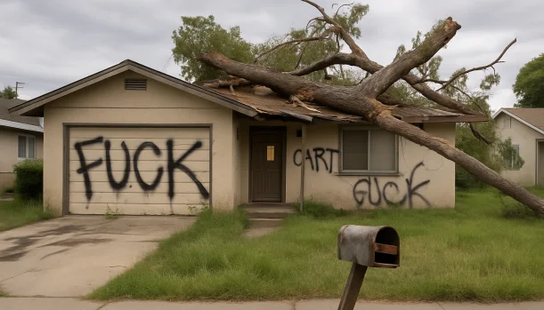 Distressed home exterior in Modesto, CA — Matt Buys Homes cash buyer — stop foreclosure modesto CA