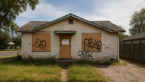Sell Your Distressed Home in Oroville CA — Matt Buys Homes Distressed home exterior in Oroville, CA — Matt Buys Homes cash buyer — fair cash offer homes oroville