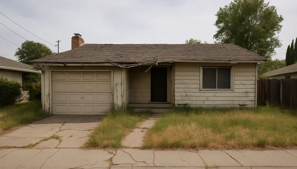 Sell Your Distressed Home in Tracy CA โ Matt Buys Homes Distressed home exterior in Tracy, CA โ Matt Buys Homes cash buyer โ home buyers tracy no fees no commission