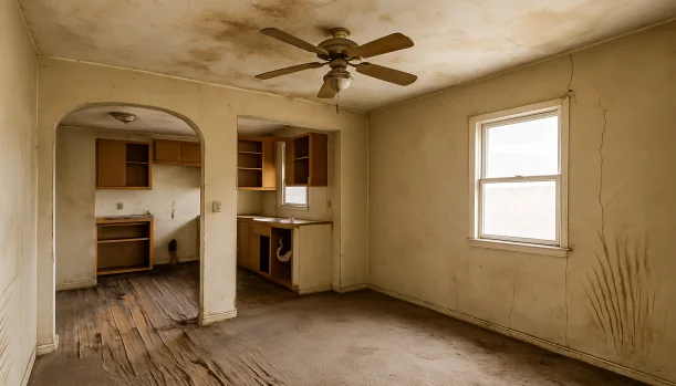 Interior of a house needing repairs in Turlock California — we buy houses as-is