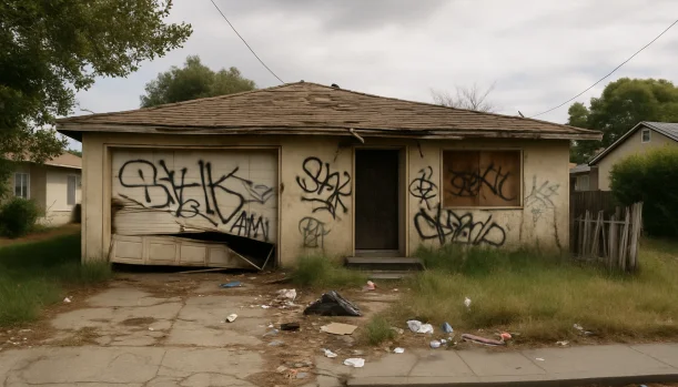 Sell Your Distressed Home in Concord CA โ Matt Buys Homes Distressed home exterior in Concord, CA โ Matt Buys Homes cash buyer โ sell house bad condition concord CA
