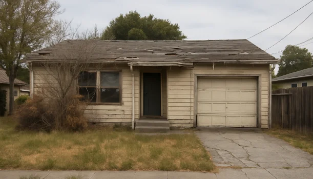 Sell Your Distressed Home in Pinole CA โ Matt Buys Homes Distressed home exterior in Pinole, CA โ Matt Buys Homes cash buyer โ sell house IRS lien pinole California