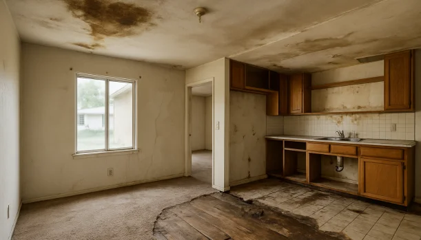 Interior of a house needing repairs in Antelope California — we buy houses as-is