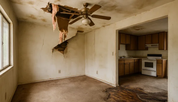 Interior of a house needing repairs in Placerville California — we buy houses as-is