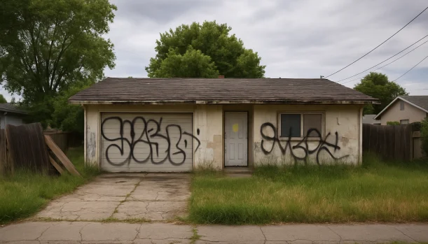 Distressed home exterior in Rancho Cordova, CA — Matt Buys Homes cash buyer — sell house no closing costs rancho cordova