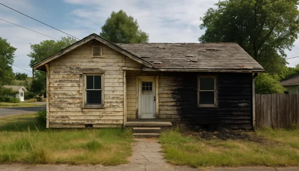 Sell Your Distressed Home in Amador City CA โ Matt Buys Homes Distressed home exterior in Amador City, CA โ Matt Buys Homes cash buyer โ sell house bad condition amador city CA