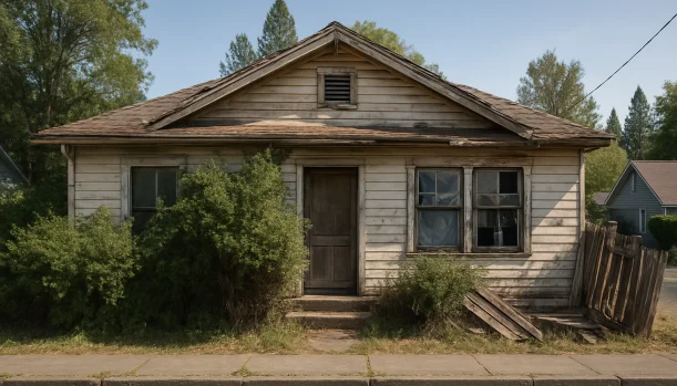 Distressed home exterior in Georgetown, CA — Matt Buys Homes cash buyer — sell inherited house georgetown California