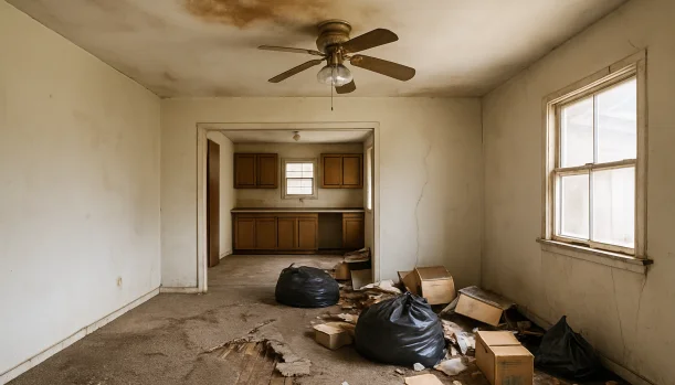 Interior of a house needing repairs in Georgetown California — we buy houses as-is