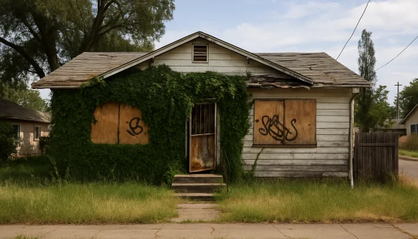 Distressed home exterior in Plymouth, CA — Matt Buys Homes cash buyer — sell house with code violations plymouth