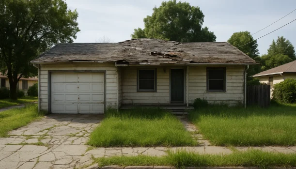 Sell Your Distressed Home in San Andreas CA โ Matt Buys Homes Distressed home exterior in San Andreas, CA โ Matt Buys Homes cash buyer โ sell house needs repairs san andreas