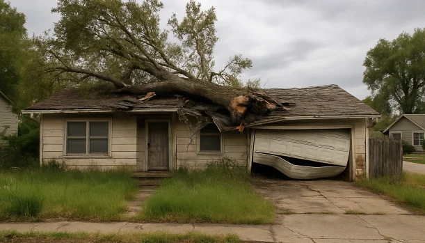 Distressed home exterior in Sutter Creek, CA — Matt Buys Homes cash buyer — sell hoarder house sutter creek California